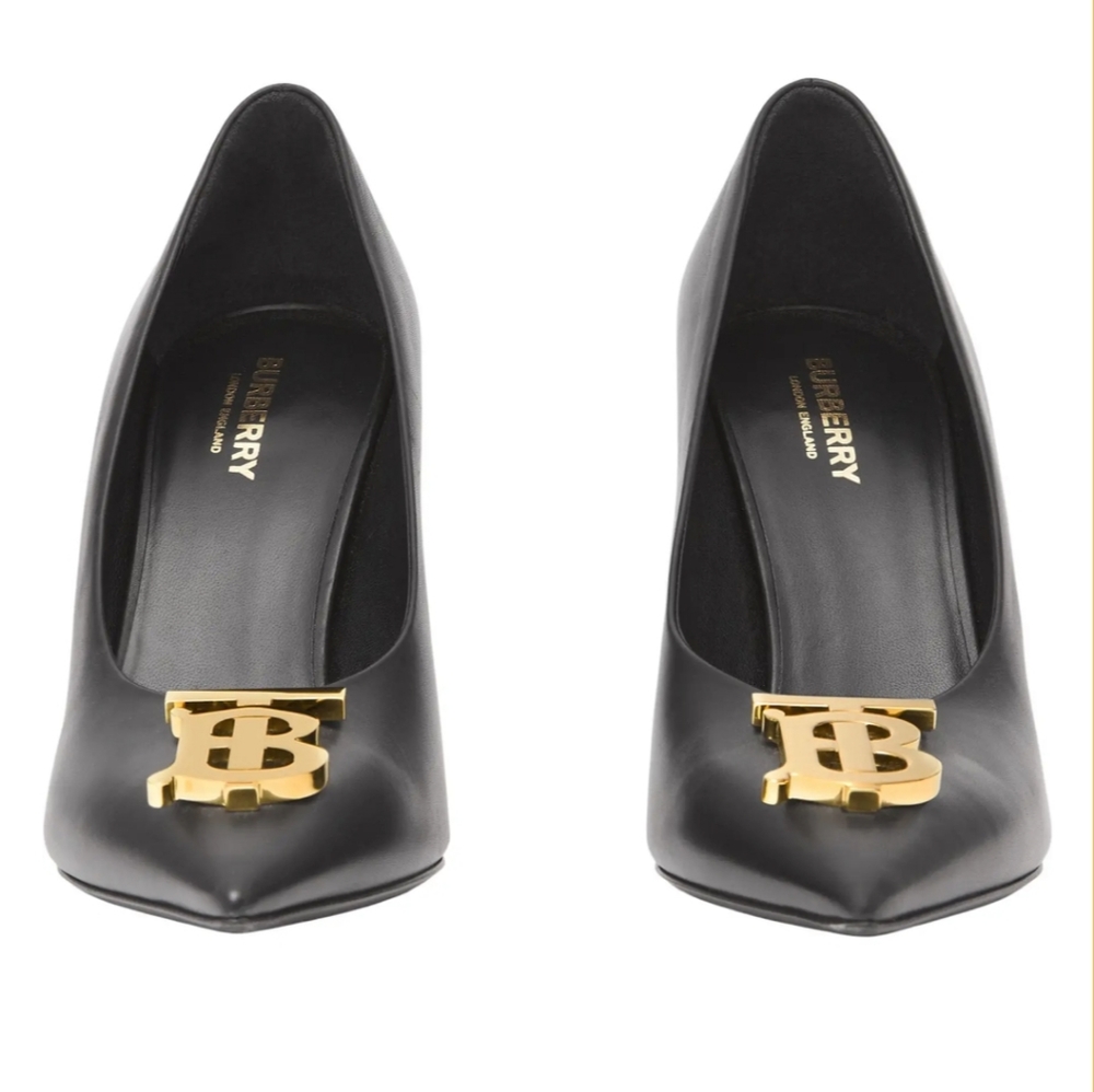 Burberry logo leather pumps in size 38.5 - Picture 2 of 8